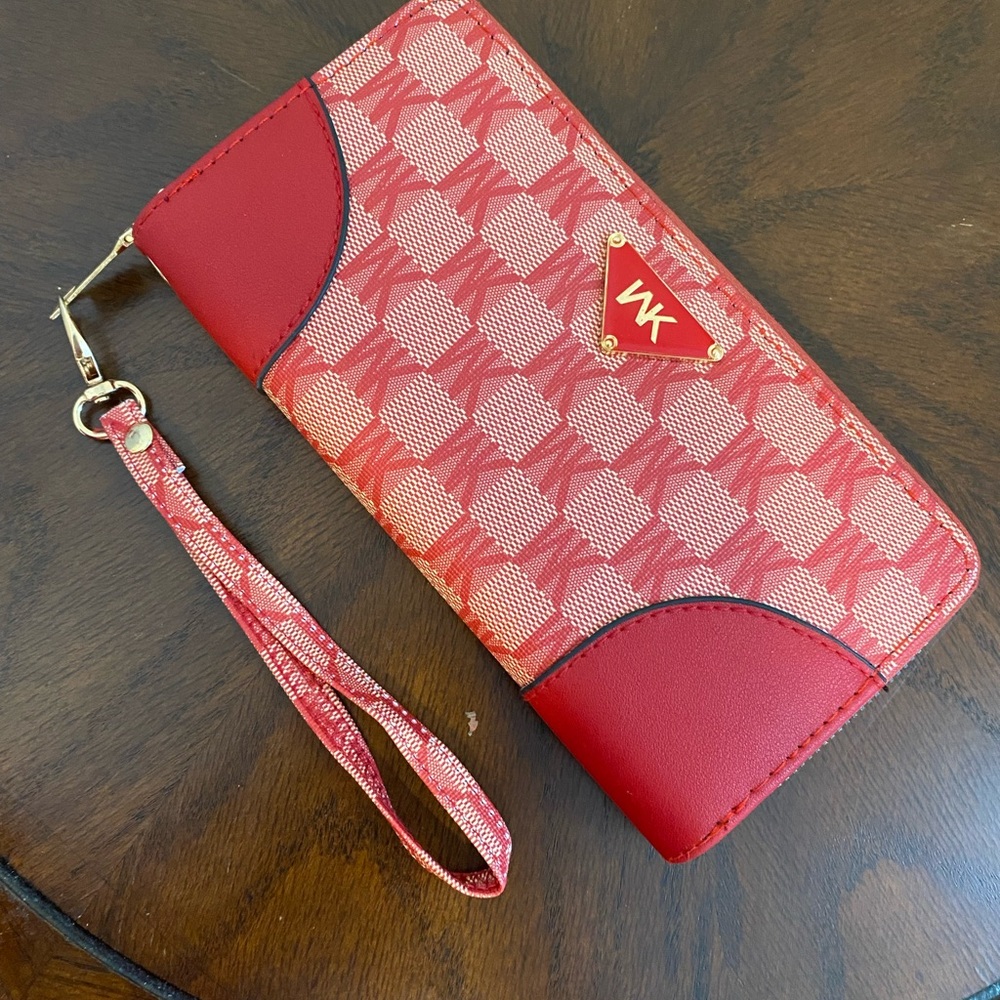 Red Checkered Wristlet Wallet
